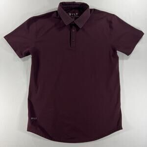 BYLT Drop Cut Lux Polo Shirt Mens Sz M Maroon Short Sleeve Stretch Athletic Fit
